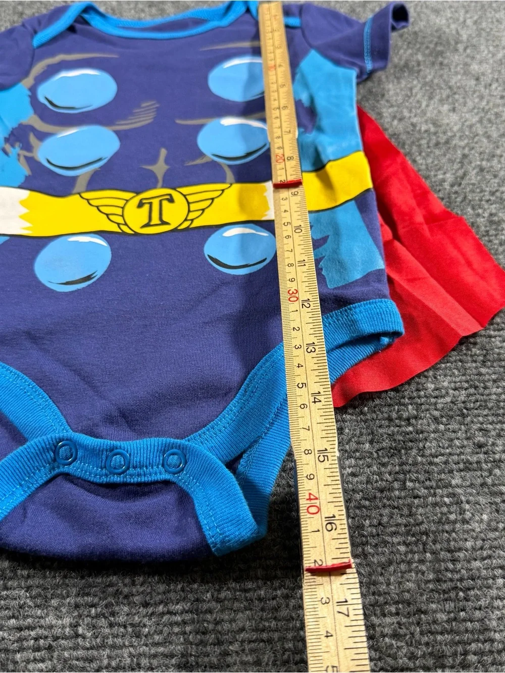 Marvel Thor Baby Costume Detachable Cap Onesie One Piece Bodysuit 6-9 Months